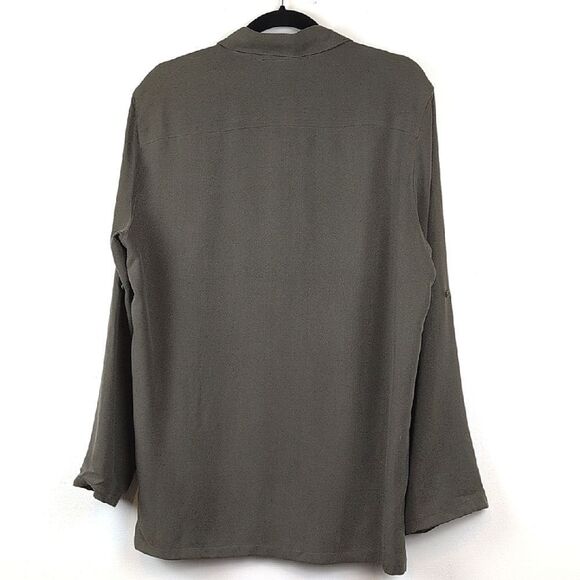 Lauren Ralph Lauren 100% Silk Button Front Roll Tab Sleeve Blouse Top Size 12 - Picture 8 of 9